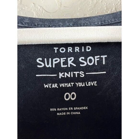 Torrid Super Soft Raise Hell Black Mineral Wash Tie Front Long Sleeve Tee 00 M - Picture 8 of 11